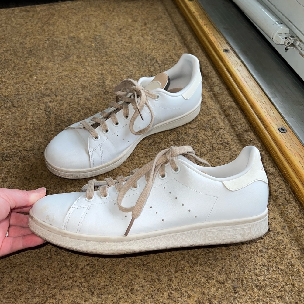Adidas Off-White Sneakers with Beige Laces